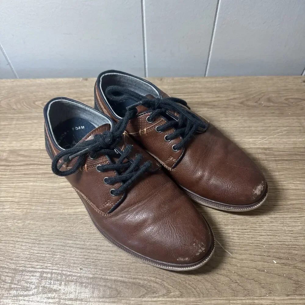 Sonoma Goods For Life Lochlan Boys Cognac Oxford Dress Shoes Size 1 A3